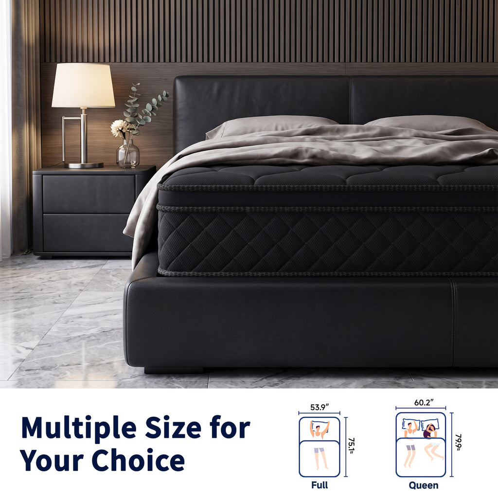 OJMX 10" Queen Mattress, Cooling Gel Memory Foam Hybrid Mattress with Pocket Spring, Medium Firm Queen Size Mattress, Pressure Relief, Adult, CertiPUR-US