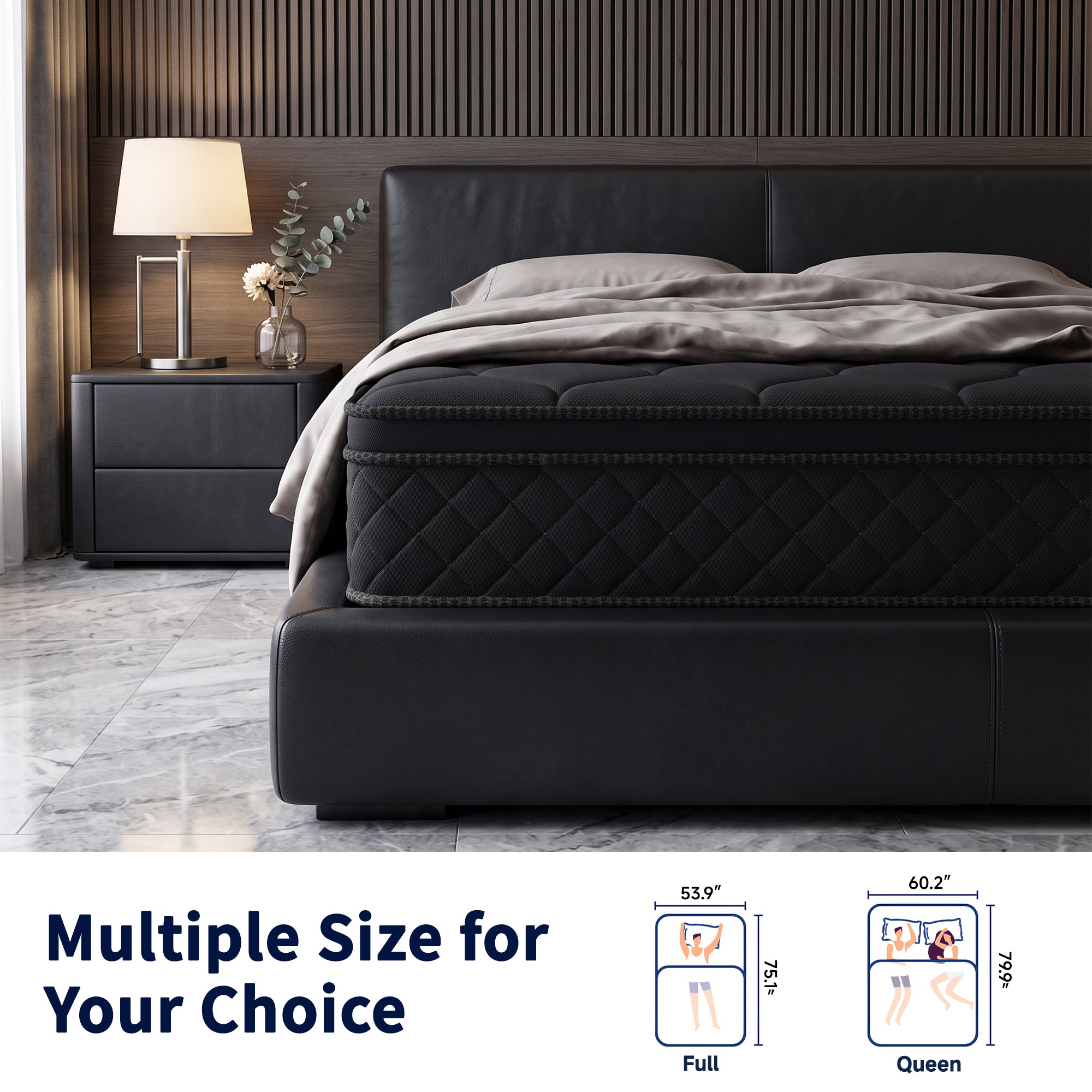 OJMX 12" Queen Mattress, Cooling Gel Memory Foam Hybrid Mattress with Pocket Spring, Medium Firm Queen Size Mattress, Pressure Relief, Adult, CertiPUR-US
