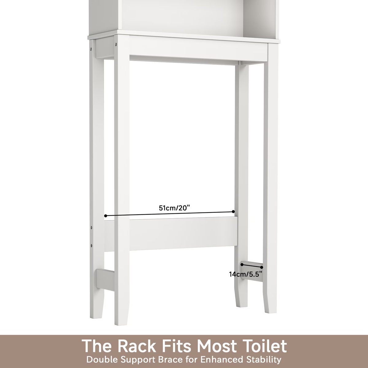 Over The Toilet Storage Cabinet Bathroom Shelves Organizer Space Saver Freestanding Bathroom Shelf with Doors Anti-Tip Device Adjustable Shelf(White)