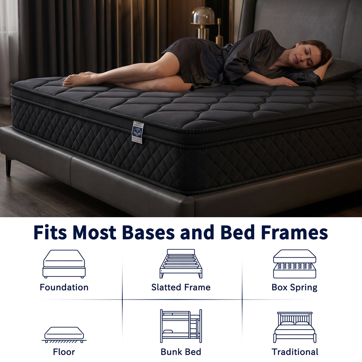 OJMX 10" Queen Mattress, Cooling Gel Memory Foam Hybrid Mattress with Pocket Spring, Medium Firm Queen Size Mattress, Pressure Relief, Adult, CertiPUR-US