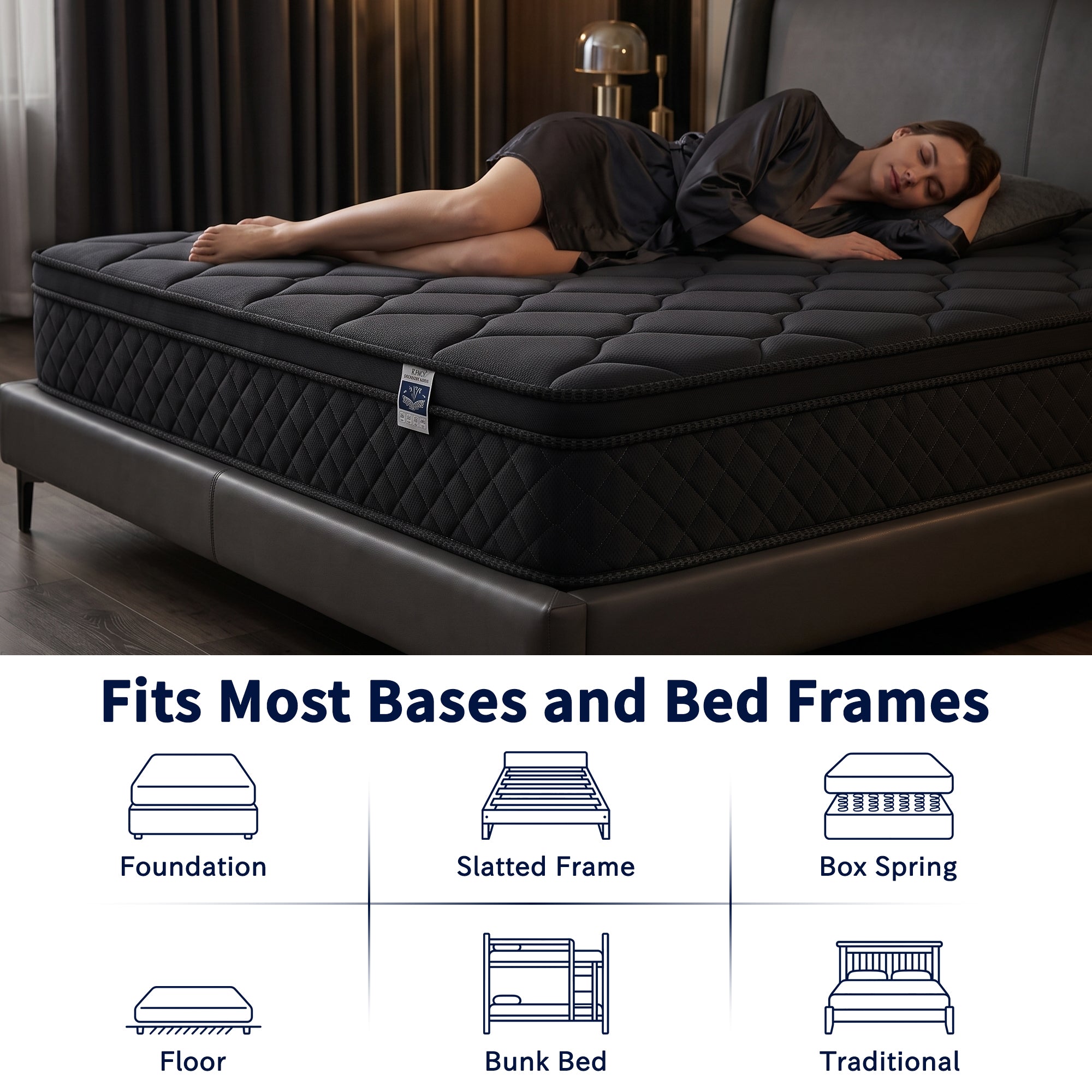 OJMX 12" Full Mattress, Cooling Gel Memory Foam Hybrid Mattress with Pocket Spring, Medium Firm Full Size Mattress, Pressure Relief, Adult, CertiPUR-US