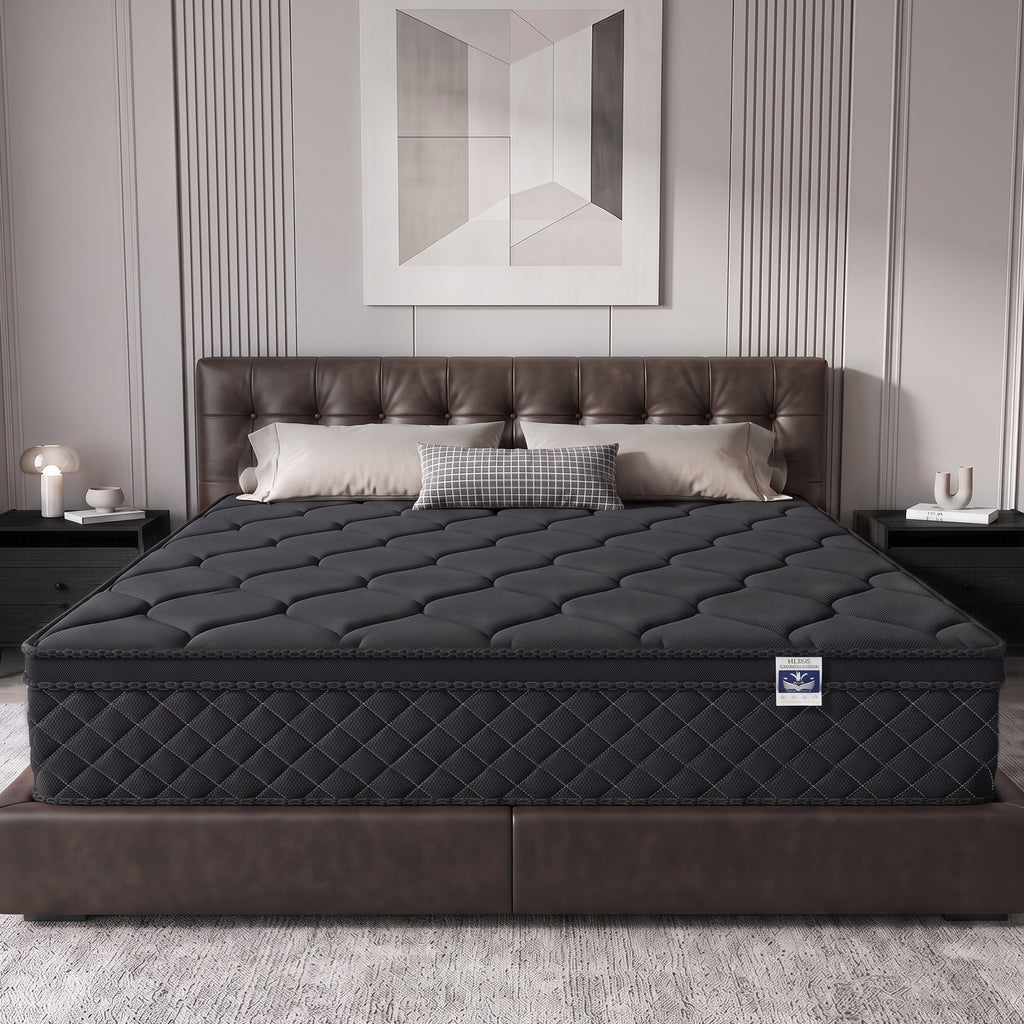 OJMX 12" Queen Mattress, Cooling Gel Memory Foam Hybrid Mattress with Pocket Spring, Medium Firm Queen Size Mattress, Pressure Relief, Adult, CertiPUR-US
