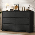 Modern 6 Drawers Dresser for Bedroom, 47.2" Wide Wood Dresser, Curved Dresser, Closet Storage Organize for Bedroom, Living Room, Hallway, Black